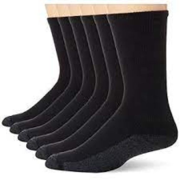 Hanes Men's Socks, 6-pair Pack Max Cushion Crew, Black/Grey Foot Bottom NWT - Picture 1 of 2